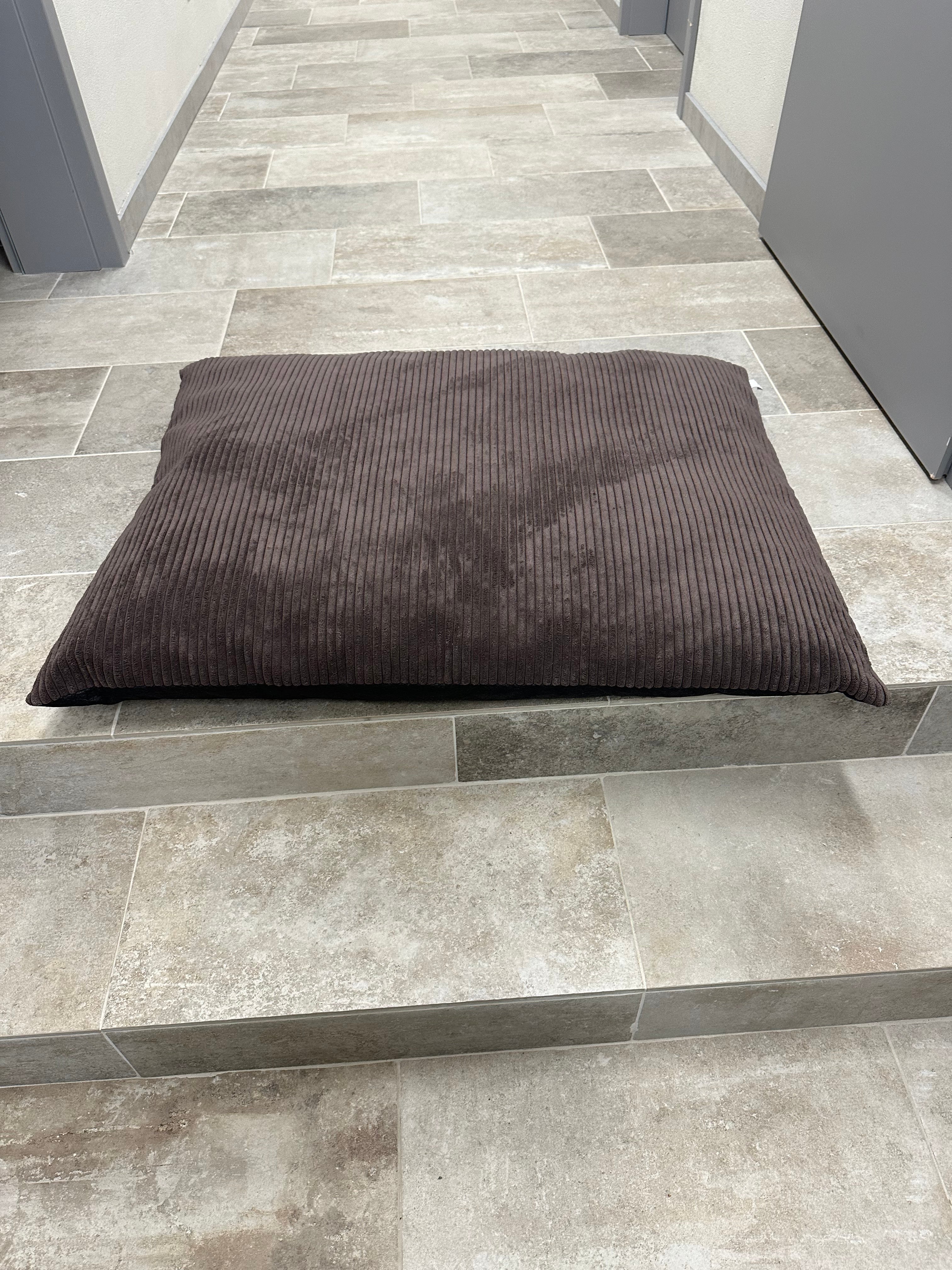 PODUSZKA DLA PSA ciemny brąz Soft Stripe (100x80)  - Wyprzedaż