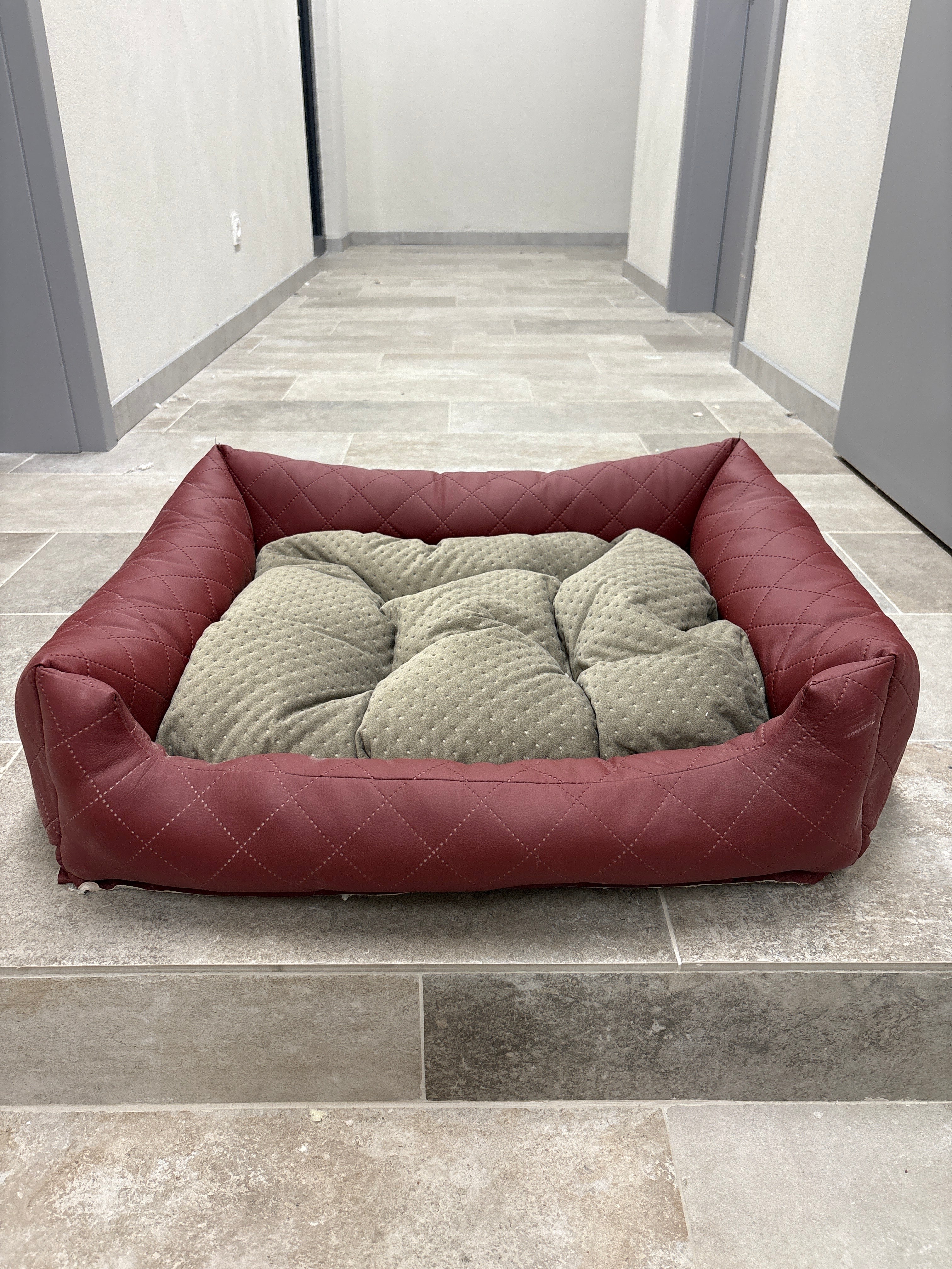 Legowisko eco pikowane bordowe 80x65 M (poduszka materiałowa) - wyprzedaż