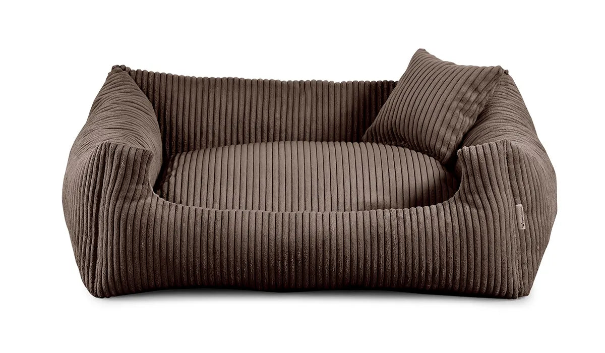 legowisko dla psa soft stripe ciemnobrązowe