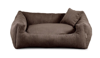 legowisko dla psa soft stripe ciemnobrązowe