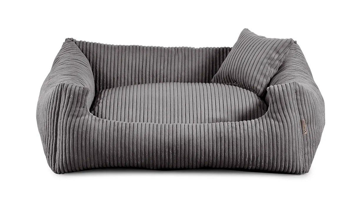 legowisko dla psa soft stripe ciemnoszare