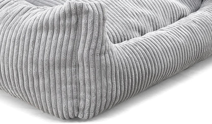 legowisko dla psa soft stripe jasnoszare, detal narożnika legowiska