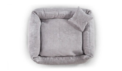 legowisko dla psa soft stripe jasnoszare rzut z lotu ptaka