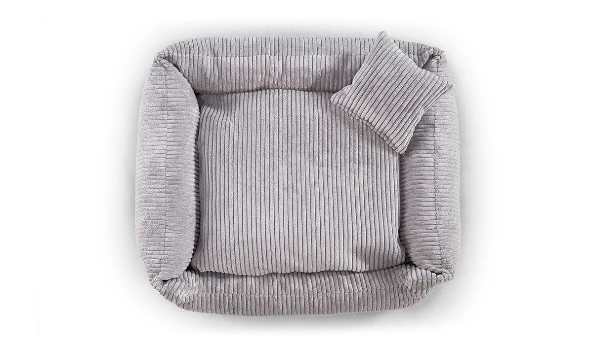 legowisko dla psa soft stripe jasnoszare rzut z lotu ptaka